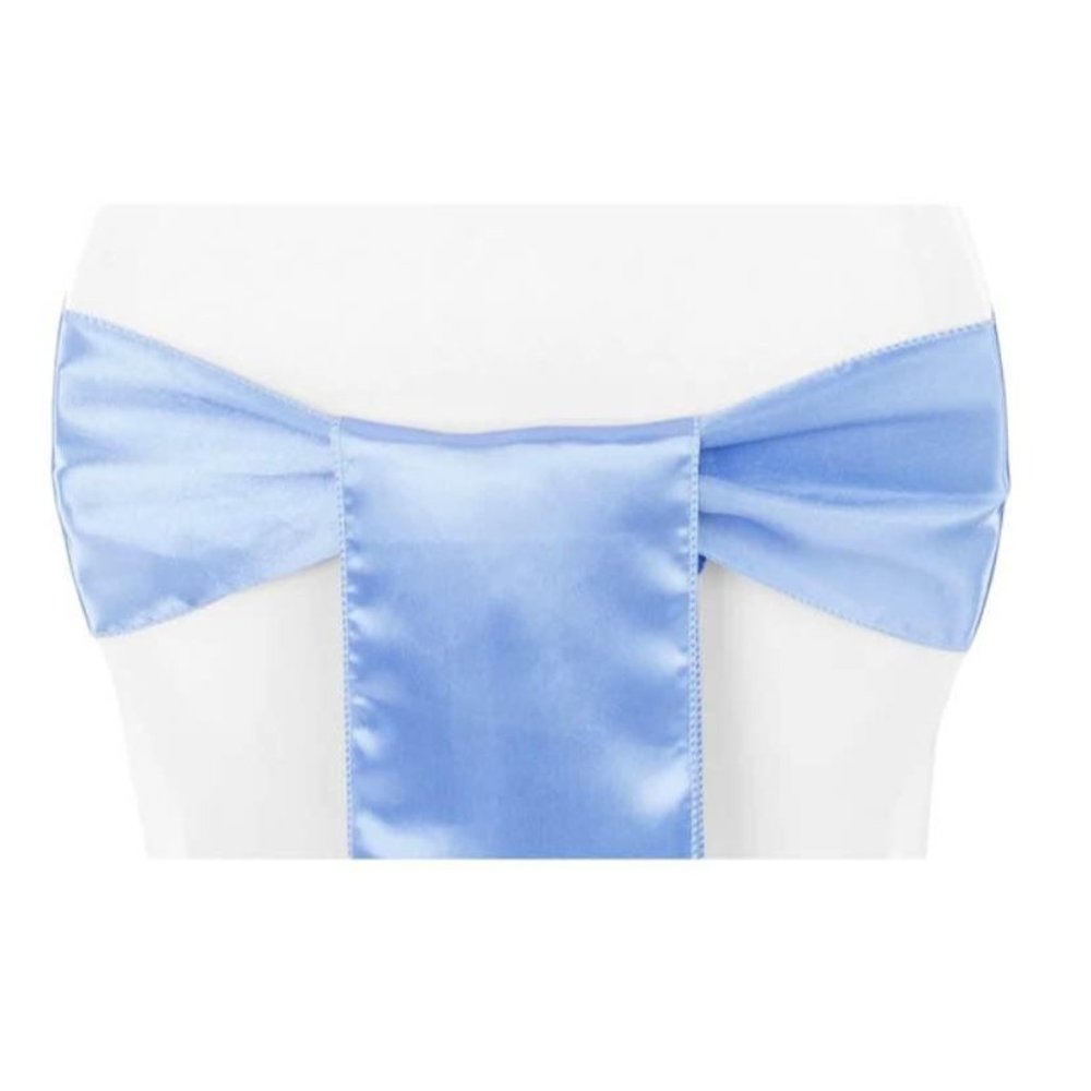 Light Blue Satin Chair Sash Accent - Elegant Banquet Decor